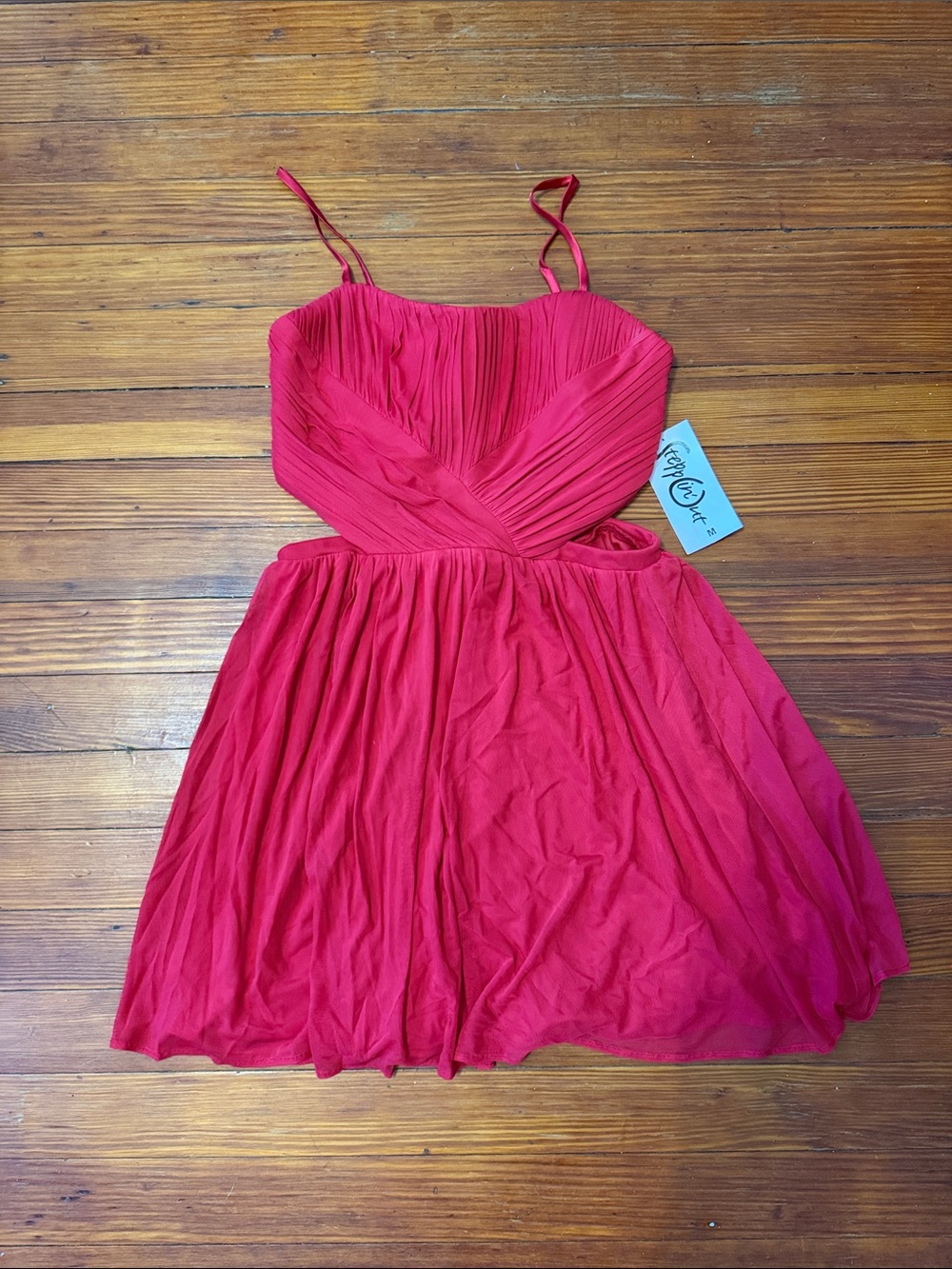 New with tags Red Spaghetti Strap Pleated Fit-and-Flare Dress Size